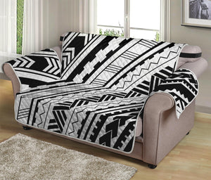 Black And White Maori Polynesian Print Loveseat Protector