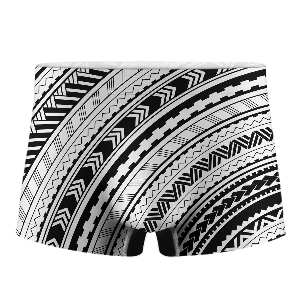 Black And White Maori Polynesian Print Men's Boxer Briefs