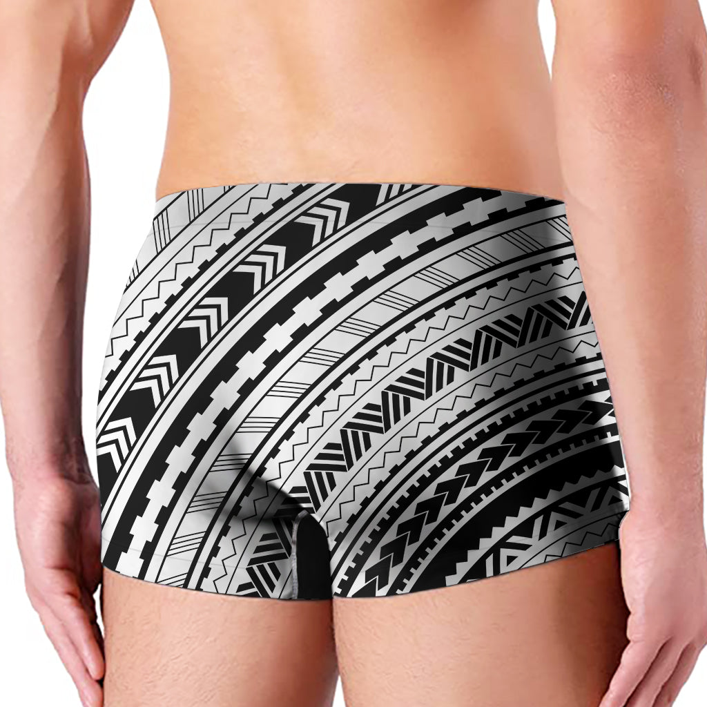 Black And White Maori Polynesian Print Men's Boxer Briefs