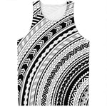 Black And White Maori Polynesian Print Men's Tank Top