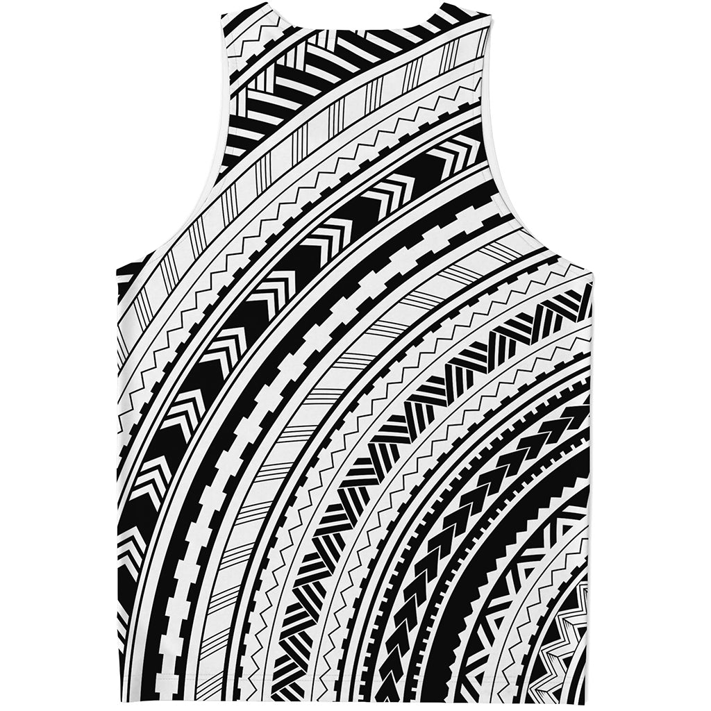 Black And White Maori Polynesian Print Men's Tank Top