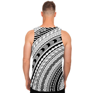 Black And White Maori Polynesian Print Men's Tank Top