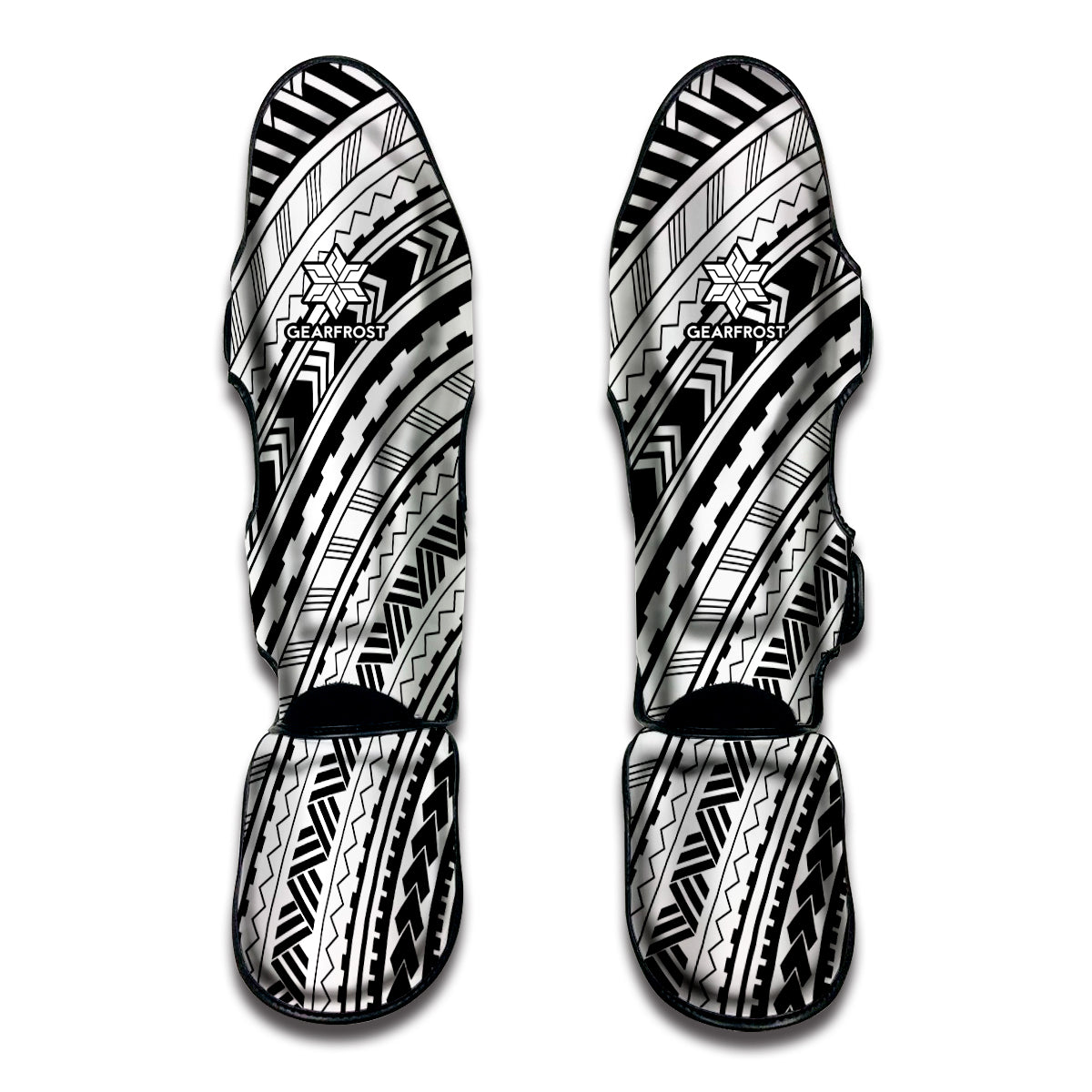 Black And White Maori Polynesian Print Muay Thai Shin Guard