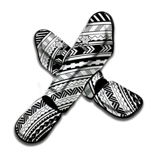 Black And White Maori Polynesian Print Muay Thai Shin Guard