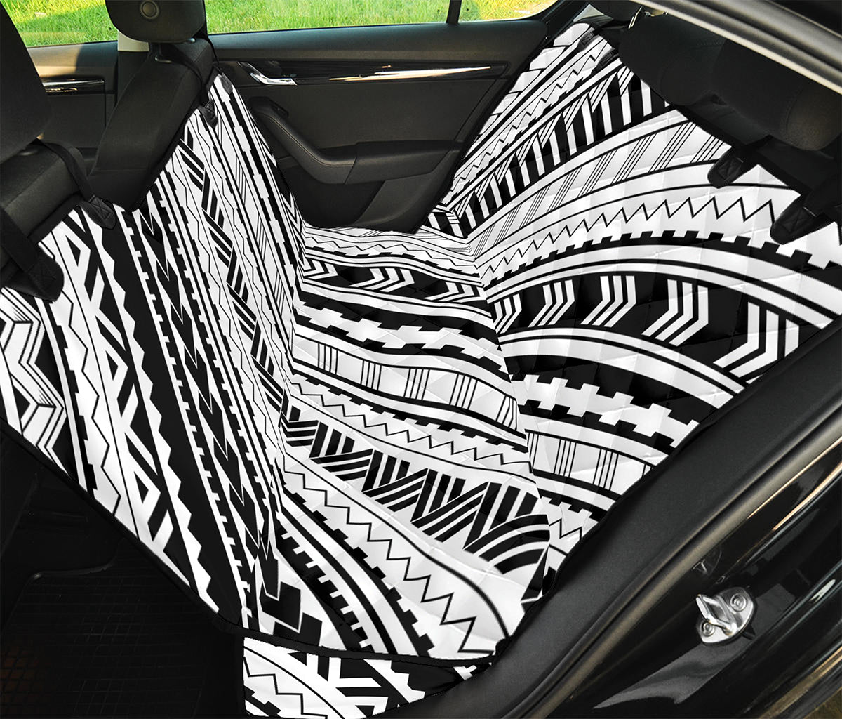 Black And White Maori Polynesian Print Pet Car Back Seat Cover