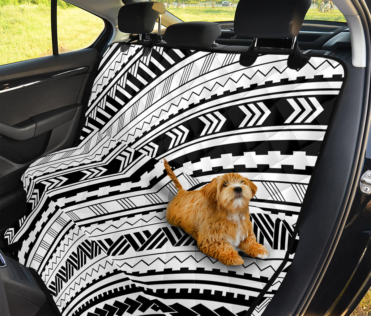 Black And White Maori Polynesian Print Pet Car Back Seat Cover