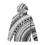 Black And White Maori Polynesian Print Pullover Hoodie