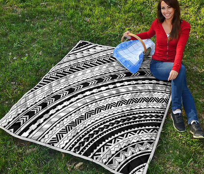 Black And White Maori Polynesian Print Quilt