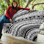 Black And White Maori Polynesian Print Quilt
