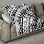 Black And White Maori Polynesian Print Quilt