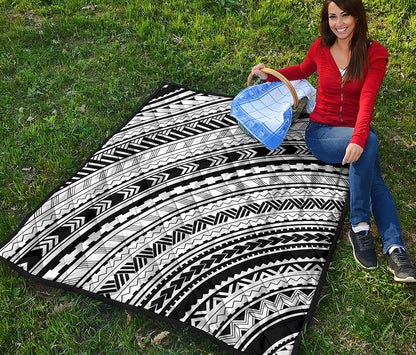 Black And White Maori Polynesian Print Quilt