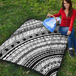 Black And White Maori Polynesian Print Quilt