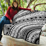 Black And White Maori Polynesian Print Quilt