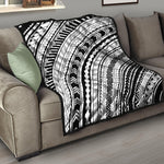 Black And White Maori Polynesian Print Quilt