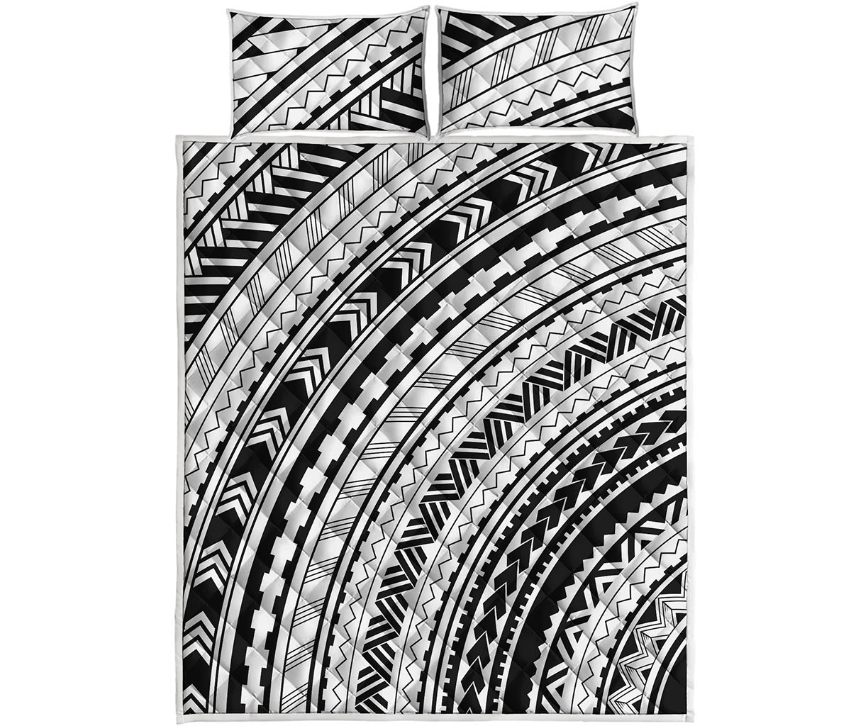 Black And White Maori Polynesian Print Quilt Bed Set