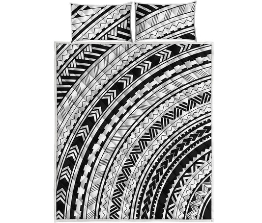 Black And White Maori Polynesian Print Quilt Bed Set