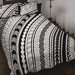 Black And White Maori Polynesian Print Quilt Bed Set