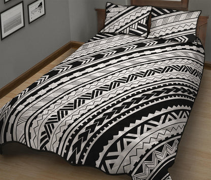 Black And White Maori Polynesian Print Quilt Bed Set