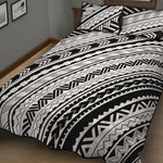 Black And White Maori Polynesian Print Quilt Bed Set