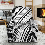 Black And White Maori Polynesian Print Recliner Slipcover