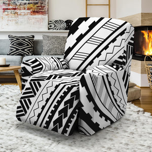 Black And White Maori Polynesian Print Recliner Slipcover