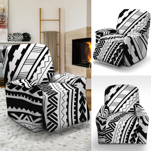 Black And White Maori Polynesian Print Recliner Slipcover