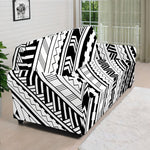 Black And White Maori Polynesian Print Sofa Cover