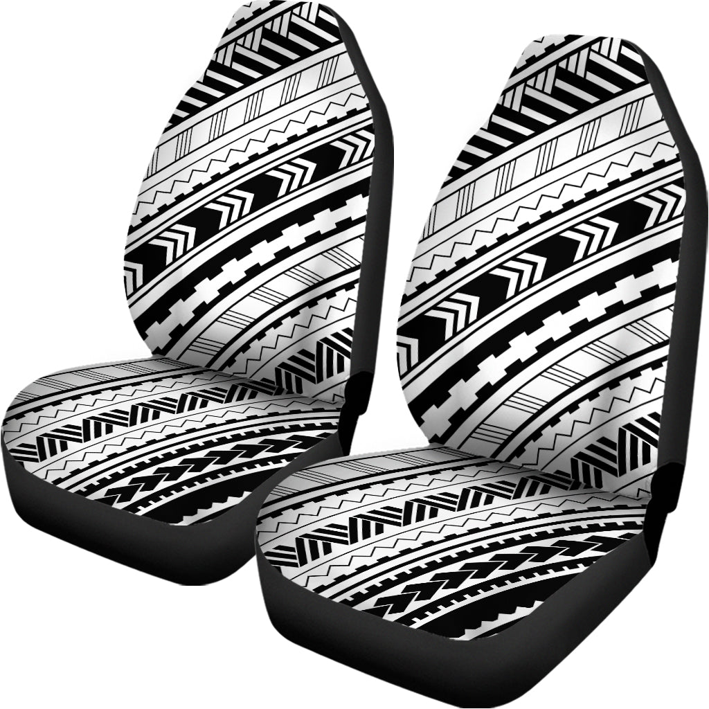 Black And White Maori Polynesian Print Universal Fit Car Seat Covers