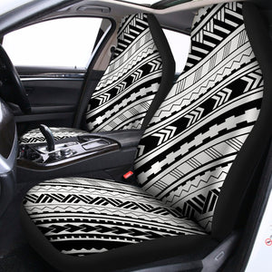 Black And White Maori Polynesian Print Universal Fit Car Seat Covers