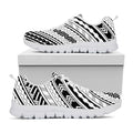 Black And White Maori Polynesian Print White Running Shoes