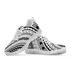 Black And White Maori Polynesian Print White Sneakers