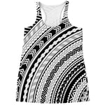 Black And White Maori Polynesian Print Women's Racerback Tank Top