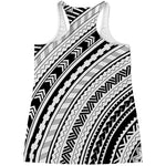 Black And White Maori Polynesian Print Women's Racerback Tank Top