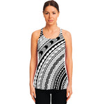 Black And White Maori Polynesian Print Women's Racerback Tank Top