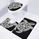 Black And White Maori Sea Turtle Print 3 Piece Bath Mat Set