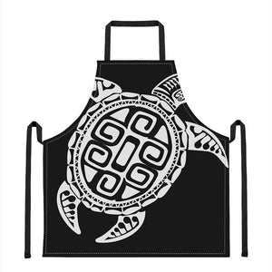 Black And White Maori Sea Turtle Print Apron