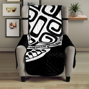 Black And White Maori Sea Turtle Print Armchair Protector