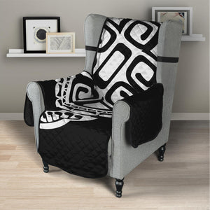 Black And White Maori Sea Turtle Print Armchair Protector