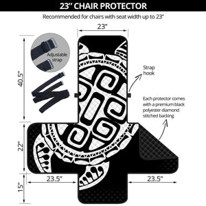 Black And White Maori Sea Turtle Print Armchair Protector