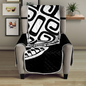 Black And White Maori Sea Turtle Print Armchair Protector