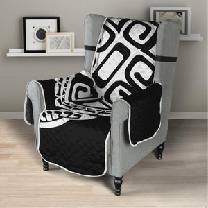 Black And White Maori Sea Turtle Print Armchair Protector