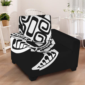 Black And White Maori Sea Turtle Print Armchair Slipcover