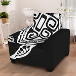 Black And White Maori Sea Turtle Print Armchair Slipcover