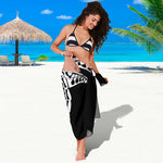 Black And White Maori Sea Turtle Print Beach Sarong Wrap