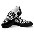 Black And White Maori Sea Turtle Print Black Slip On Sneakers