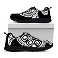 Black And White Maori Sea Turtle Print Black Running Shoes