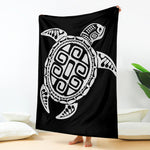 Black And White Maori Sea Turtle Print Blanket