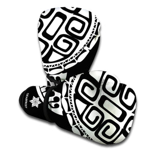 Black And White Maori Sea Turtle Print Boxing Gloves