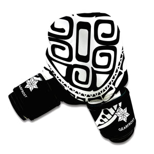 Black And White Maori Sea Turtle Print Boxing Gloves