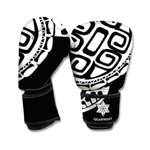 Black And White Maori Sea Turtle Print Boxing Gloves